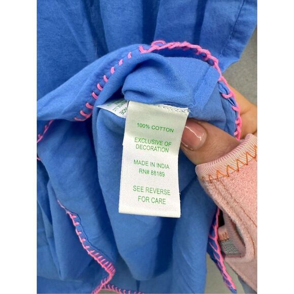 Lilly Pulitzer Womens Blue Split Neck Embroidered 3/4 Sleeve Cover-up Dress XS - Picture 6 of 9